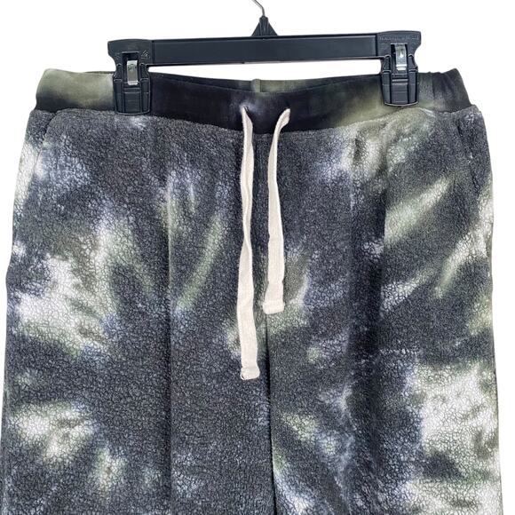 Electric & Rose Green Gray Tie Dye Swirl Textured Fleece Jogger Sweatpants SZ S - Picture 3 of 8